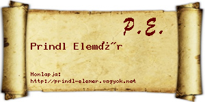 Prindl Elemér névjegykártya
